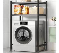 Scaffale portabiancheria in acciaio resistente con ruote, salvaspazio a 2 ripiani, per lavatrice e asciugatrice, ideale per appartamenti, camere da letto e piccoli spazi