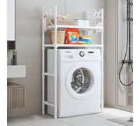Scaffale portabiancheria, scaffale per lavatrice a 2 livelli, bagno sopra il WC, scaffale salvaspazio per detergenti ed essenziali (colore: bianco)