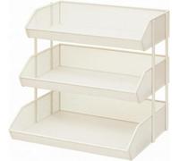 Scaffale Portaccessori Mesh con Ripiani, Bianco, 3 livelli extra large | Ripiani regolabili, binario rialzato e mesh aperto senza montaggio per armadi e dispensa.