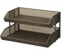 Scaffale Portaccessori Mesh con Ripiani, Nero, 2-Livello piccolo | Ripiani regolabili, binario rialzato e mesh aperto senza montaggio per armadi e dispensa.