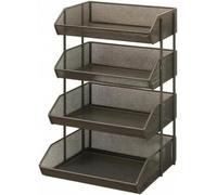 Scaffale Portaccessori Mesh con Ripiani, Nero, 4-Livello piccolo | Ripiani regolabili, binario rialzato e mesh aperto senza montaggio per armadi e dispensa.
