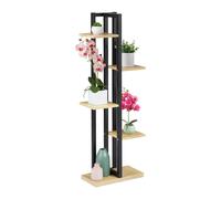 Relaxdays Scaffale Portafiori, Colonna Portavasi da Interno con 5 Mensole,Porta Piante, 117 x 43 x 22 cm, Marrone Chiaro, Fibra di Legno, 1 pz