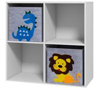 Scaffale Portagiochi a 4 Cubi 61,8x29,9x61,8 cm in MDF e Melamina Grigio e Bianco