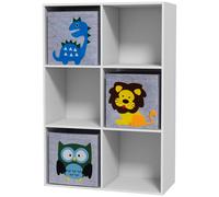 Scaffale Portagiochi a 6 Cubi 61,8x29,9x91,5 cm in MDF e Melamina Grigio e Bianco