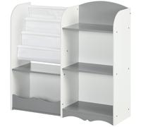 Scaffale Portagiochi per Bambini 85x26x84 cm con Ripiani in Legno Grigio