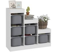 Scaffale Portagiochi per Bambini a 3 Livelli 6 Contenitori 96x38,5x90 cm Grigio