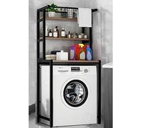 Scaffale portaoggetti a 3 ripiani per lavanderia e bagno, organizzazione salvaspazio con asta per appenderlo, sopra la lavatrice e l'asciugatrice