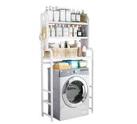Scaffale portaoggetti a 3 ripiani per lavatrice, espandibile e regolabile, altezza 155 ~ 185 cm, larghezza 54 ~ 81 cm, scaffale portaoggetti sopra il WC, armadio salvaspazio da bagno, rastrelliera per