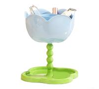 Scaffale portaoggetti a forma di fiore, doppio strato, per soggiorno, snack, frutta, cosmetici, scrivania, elegante decorazione per la casa (blu)