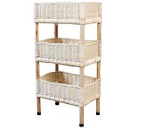 Scaffale portaoggetti a tre strati di grande capacità, il rattan naturale è comodo e traspirante, può contenere libri, snack, giocattoli, vestiti, adatto per camere da letto, soggiorni, ca White 40cm