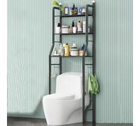 Scaffale portaoggetti autoportante a 3 livelli sopra il WC, mensola salvaspazio in metallo sopra il WC, facile da montare, design elegante bianco/nero per un utilizzo efficiente dello spazio