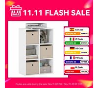 Scaffale portaoggetti cubo con scomparti e cassetti in tessuto per soggiorno 53,7X30X79,8 cm bianco e beige