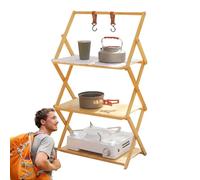 Scaffale portaoggetti da campeggio, pieghevole, multipiano, robusto supporto da campeggio, con ripiani regolabili, resistente all'usura, per cucinare all'aperto, picnic, patio, garage