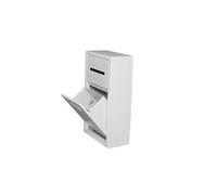 Scaffale portaoggetti da parete in acciaio inox con bidone della spazzatura, design salvaspazio per bagno e cucina, per camera da letto, 26 x 49,8 x 14 cm, colore bianco, versatile per la casa
