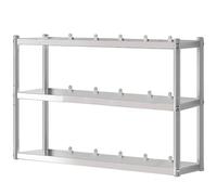 Scaffale portaoggetti da parete in acciaio inox resistente, per cucina e supermercati, con 3 ripiani, decorativo e funzionale (50 x 30 x 75 cm)