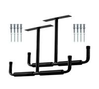 Scaffale portaoggetti da soffitto per garage, 2 staffe organizer a forma di T, set di ganci da soffitto per garage e ganci per biciclette, scale, legname, paletti, canne da pesca, sci, cantina