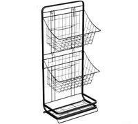 Scaffale portaoggetti in metallo a 3 livelli, organizer da cucina per frutta, verdura, snack, supporto da bancone salvaspazio, moderna torre nera per la casa