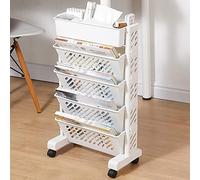 Scaffale Portaoggetti Mobile, Scaffale da Scaffale Mobile con Ruote, Carrello da Scaffale Mobile Rimovibile, Carrello Portaoggetti Multifunzionale per Studio, Ufficio, Cucina, Aula (5 Quadrati)