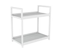 Scaffale portaoggetti multifunzionale da banco a 2 livelli, portaoggetti for cosmetici da bagno, porta spezie da cucina, grande capacità, bianco e nero(White)