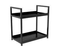 Scaffale portaoggetti multifunzionale da banco a 2 livelli, portaoggetti for cosmetici da bagno, porta spezie da cucina, grande capacità, bianco e nero(Black)