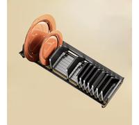 Scaffale portaoggetti per armadietto, supporto per scolapiatti da appoggio, in alluminio, regolabile, per cassetto delle posate, vassoio per utensili da cucina (nero, B36 cm)