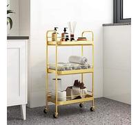 Scaffale portaoggetti per carrello da salone - Carrello in metallo a 3 strati con freno per l'organizzazione dei servizi di bellezza