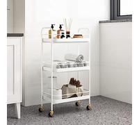 Scaffale portaoggetti per carrello da salone - Carrello in metallo a 3 strati con freno per l'organizzazione dei servizi di bellezza