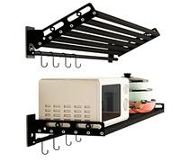Scaffale portaoggetti per forno a microonde, resistente mensola da parete, pieghevole per forno a microonde, soluzione salvaspazio per la cucina, supporto per microonde