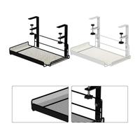 Scaffale portaoggetti per la gestione dei cavi sotto il tavolo, organizer per fili con design a foro, da appendere, in acciaio al carbonio, per ufficio (WHITE-L)