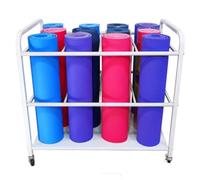 Scaffale portaoggetti per tappetino da yoga con ruote, organizer in metallo, facile da pulire, grande capacità per casa, studio, scuola