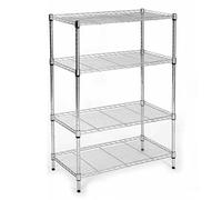 Scaffale portaoggetti regolabile a 4 ripiani, ripiani in metallo, unità di scaffalatura portaoggetti in acciaio inox, scaffale portaoggetti a 3 ripiani in filo metallico (80x40x120 cm - 4 strati)