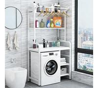 Scaffale Portaoggetti Sopra Lavatrice e Asciugatrice per Lavanderia, Mobile Lavatrice a 3 Ripiani per Lavatrice, con Asta Appendiabiti, Salvaspazio(White,90x50x183cm)