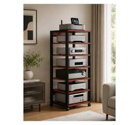 Scaffale Portaoggetti Stereo Ad Angolo A 7 Livelli Con Ripiano For Console Di Gioco Giradischi, Mobiletto Porta TV For Supporti Audio Video For Soggiorno, Sala Di Registrazione, Camera Da Letto(Red)