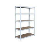 Relaxdays Scaffale portacarichi 5 Piani, 875kg, Incastro, Cantina/Garage, Bianco/Marrone 200x100x40cm