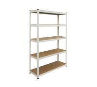 Relaxdays Scaffale portante 200x120x40 cm, 875 kg, 5 Ripiani, Cantina/Garage, ad Incastro, Bianco/Marrone