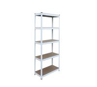 Relaxdays Scaffale portacarichi Bianco/Marrone, 5 Ripiani, 180x75x30cm, 875 kg, Cantina & Garage