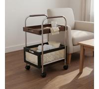 Scaffale Portatile Con Ruote, Carrello A 2 Ripiani Con Struttura In