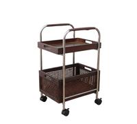 Scaffale Portatile Con Ruote, Carrello A 2 Ripiani Con Struttura In Acciaio Inox