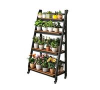 Scaffale Portavasi a Scala Pieghevole, Supporto per Piante in Metallo con Ruote, Scaffale Multifunzionale, Nessun Montaggio Richiesto, per Giardino(4 tier B,90cm)