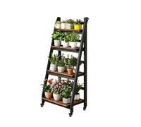 Scaffale Portavasi a Scala Pieghevole, Supporto per Piante in Metallo con Ruote, Scaffale Multifunzionale, Nessun Montaggio Richiesto, per Giardino(4 tier B,70cm)