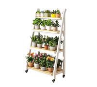 Scaffale Portavasi a Scala Pieghevole, Supporto per Piante in Metallo con Ruote, Scaffale Multifunzionale, Nessun Montaggio Richiesto, per Giardino(4 tier A,90cm)