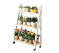 Scaffale Portavasi a Scala Pieghevole, Supporto per Piante in Metallo con Ruote, Scaffale Multifunzionale, Nessun Montaggio Richiesto, per Giardino(3 tier A,90cm)