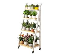 Scaffale Portavasi a Scala Pieghevole, Supporto per Piante in Metallo con Ruote, Scaffale Multifunzionale, Nessun Montaggio Richiesto, per Giardino(4 tier A,70cm)