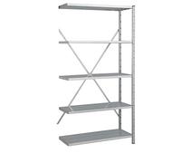 Scaffale PROFESSIONALE in metallo 5 ripiani cm L100xP40xH200, Portata 700 Kg, Zincato, Incastro Modulo ESPANSIONE