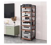 Scaffale regolabile a 7 livelli per componenti AV, resistente scaffale di archiviazione multimediale per Home Theater e soggiorno