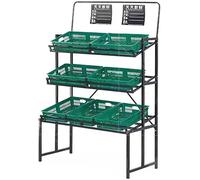 Scaffale regolabile a più livelli per supermercati e negozi al dettaglio, perfetto per organizzare snack, bevande e giocattoli con bidoni staccabili