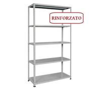 PROMETAL Scaffale Metallo Scaffalatura 5 ripiani cm. 100x40x200 h Aste intere Tipo alleggerito colore Grigio