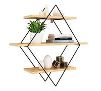 Scaffale rotondo da parete a forma di elfo, mensola da parete in legno massello, mensola per parole, assicella, soggiorno, TV, parete, tre piani, per bonsai, libri, foto, ricordi