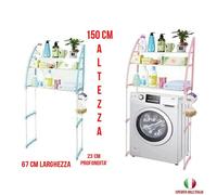 SCAFFALE SALVA SPAZIO ORGANIZER MENSOLE LAVATRICE BAGNO WC MOBILE 3 ANTE COLORI