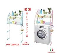 SCAFFALE SALVA SPAZIO ORGANIZER MENSOLE LAVATRICE BAGNO WC MOBILE 3 ANTE COLORI